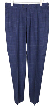 SUITSUPPLY Sienna Men Trousers UK42R Pure Wool Blue Checked Pattern Formal