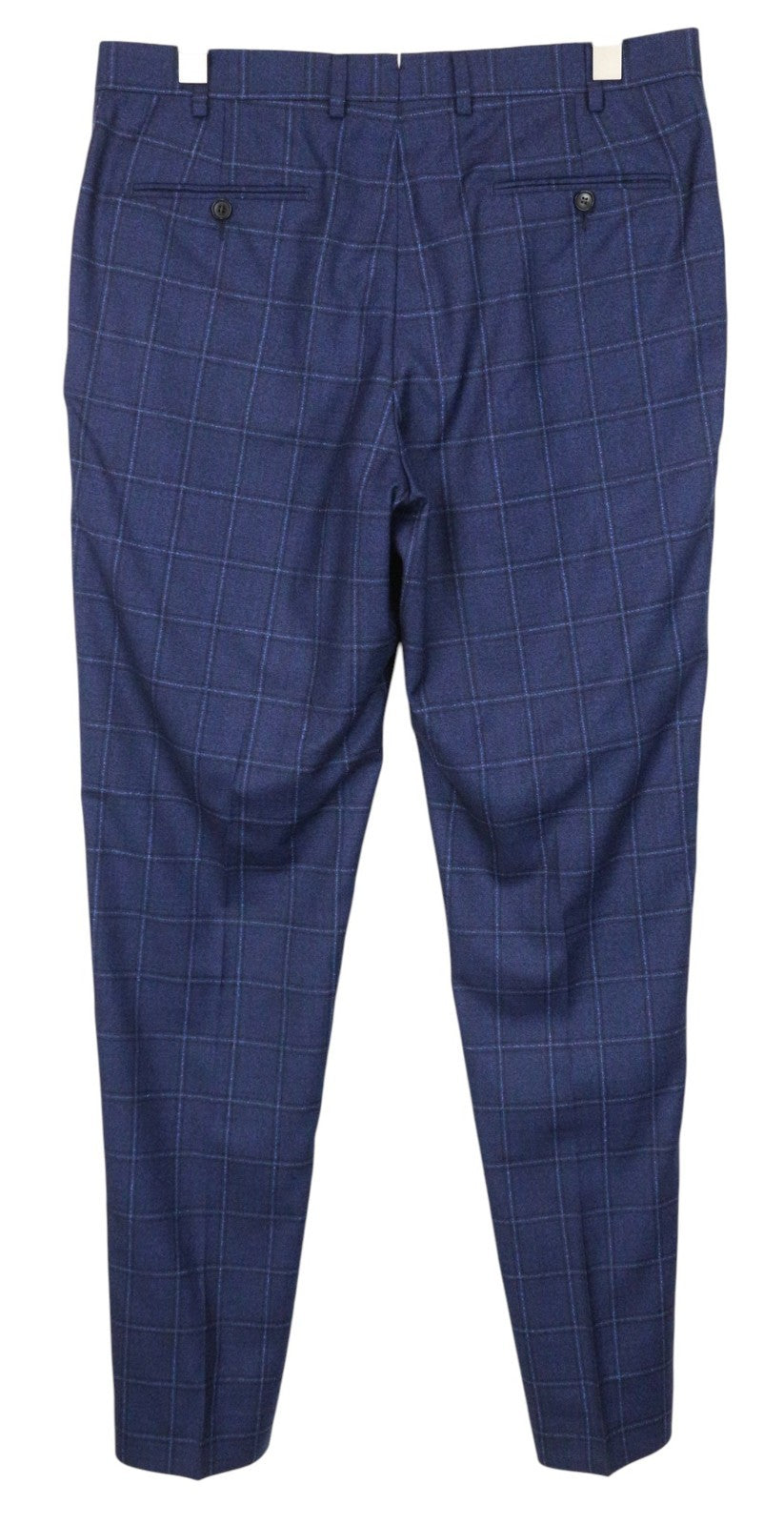 SUITSUPPLY Sienna Men Trousers UK42R Pure Wool Blue Checked Pattern Formal
