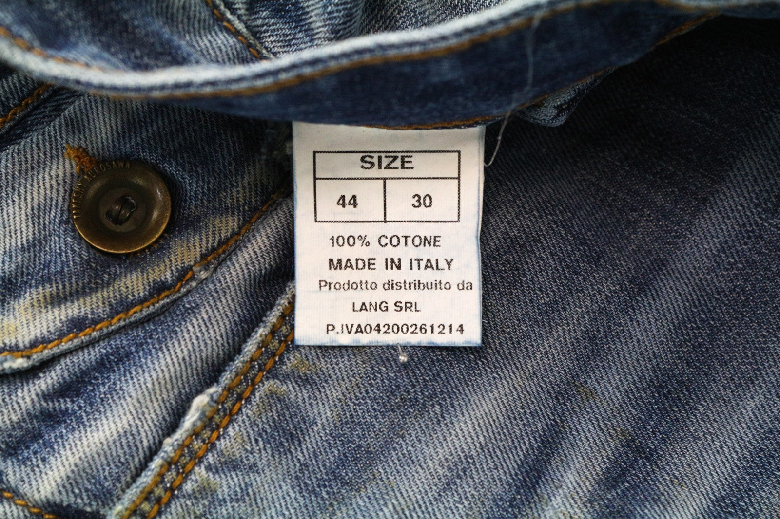 TAKESHY KUROSAWA Men Jeans W30 Slim Fit Blue Pure Cotton Washed Aged Look
