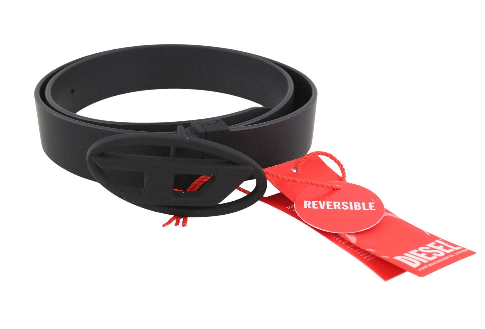 DIESEL B-1DR W Rev II Women Belt 85 CM Black Cow Leather Reversible Buckle