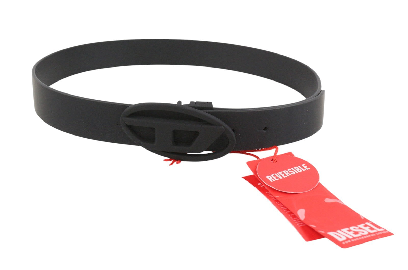 DIESEL B-1DR W Rev II Women Belt 85 CM Black Cow Leather Reversible Buckle