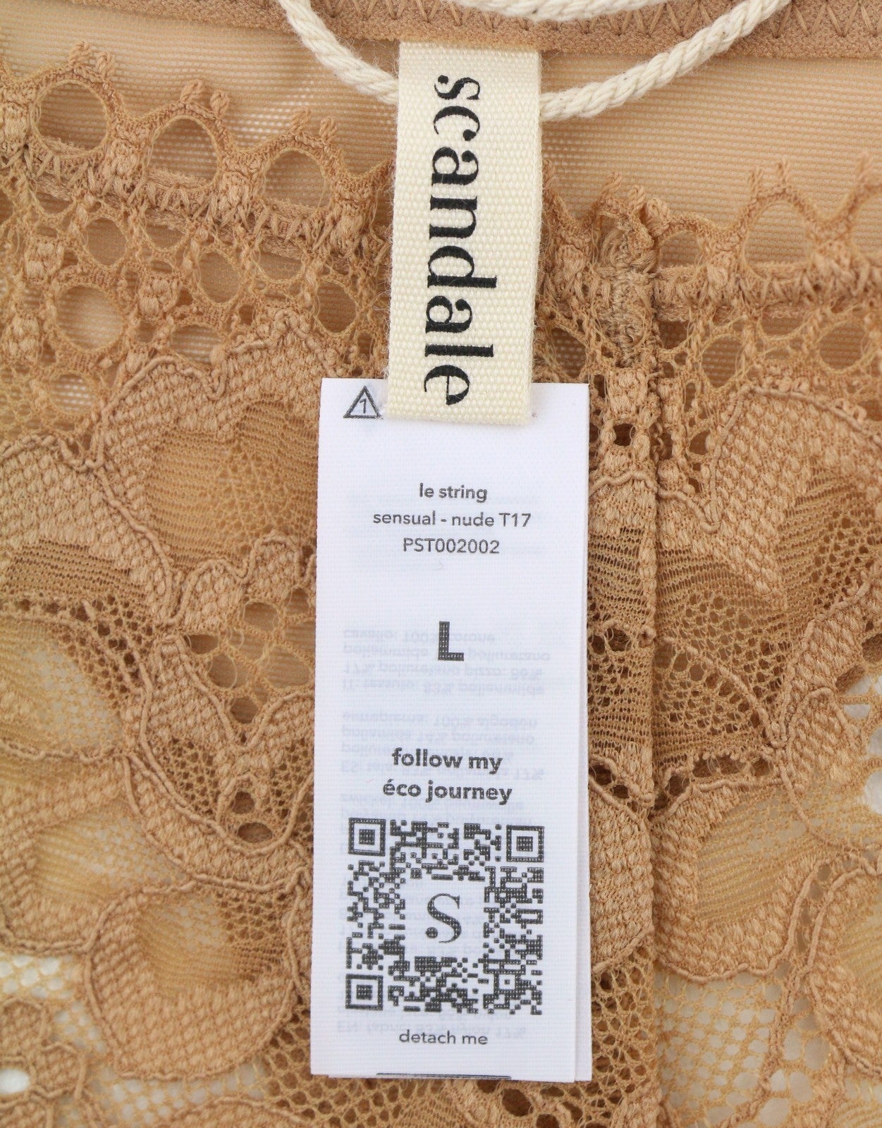 SCANDALE Le String Sensual-Nude T17 Women's Panties L Lace Trim 3-Pack