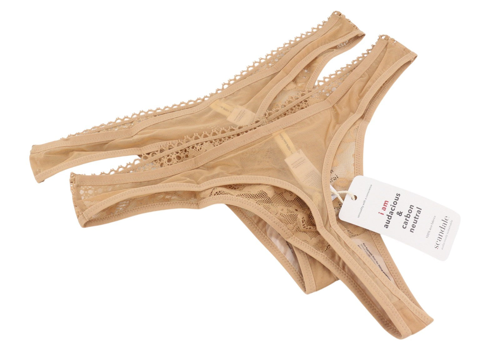 SCANDALE Le String Sensual-Nude T17 Women's Panties XL Lace Panel 2-Pack