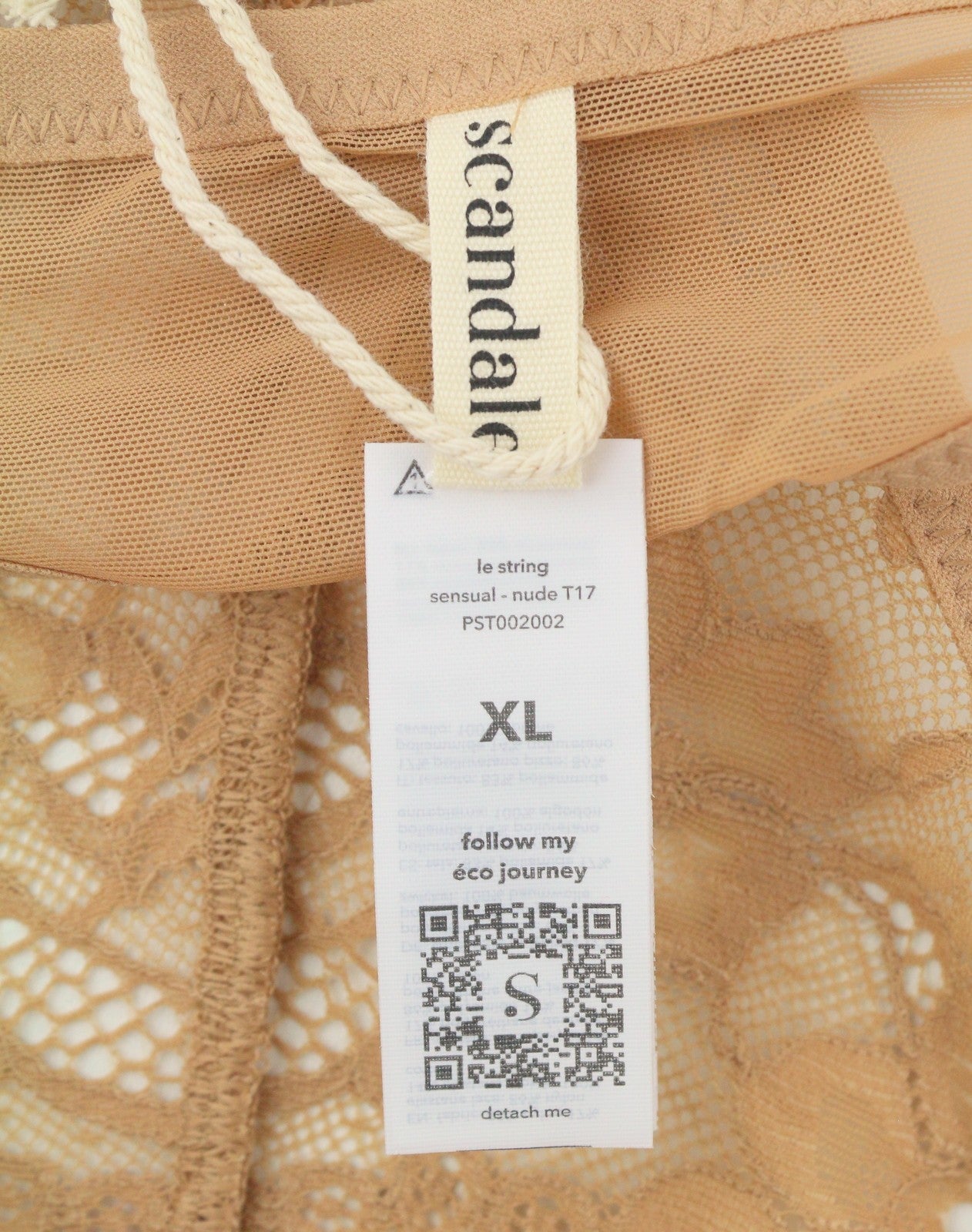 SCANDALE Le String Sensual-Nude T17 Women's Panties XL Lace Panel 2-Pack