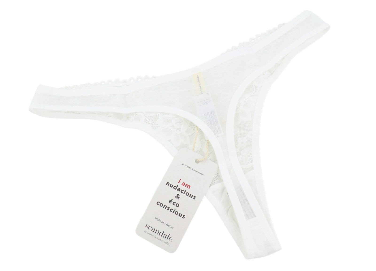 SCANDALE Le String Sensual-Undyed Women's Panties L White Lace Detail