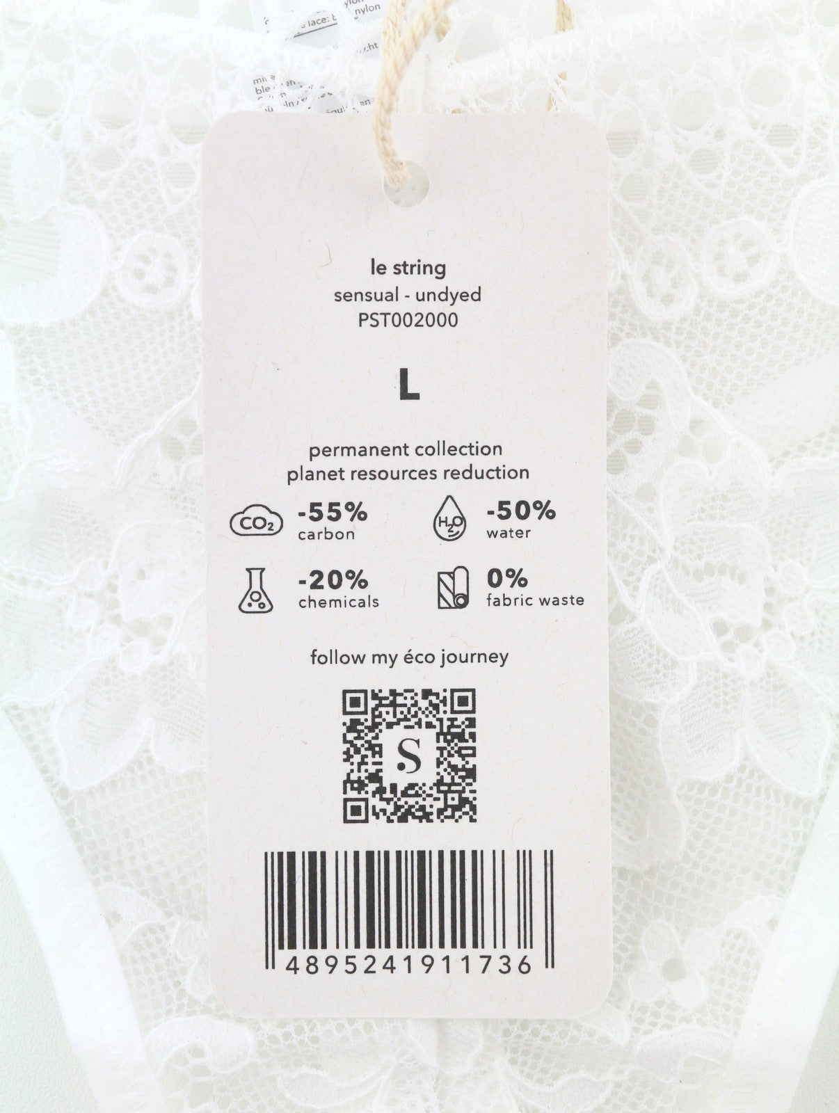 SCANDALE Le String Sensual-Undyed Women's Panties L White Lace Detail