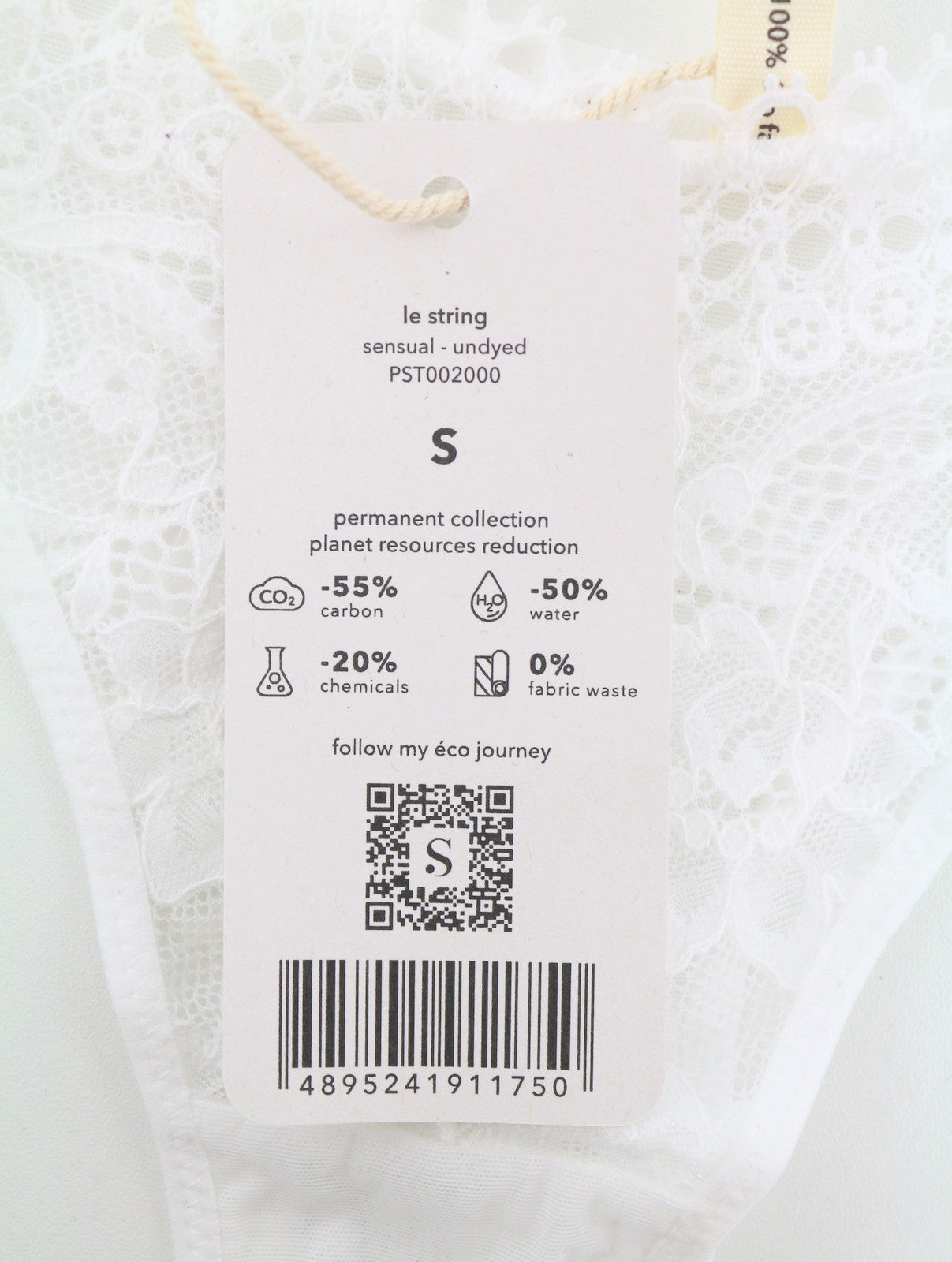 SCANDALE Le String Sensual-Undyed Women's Panties S White Lace Trim