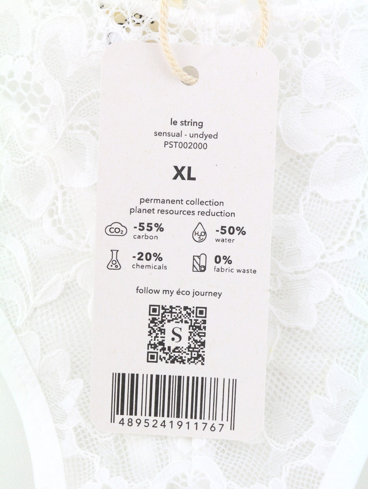 SCANDALE Le String Sensual-Undyed Women's Panties XL White Lace Panel