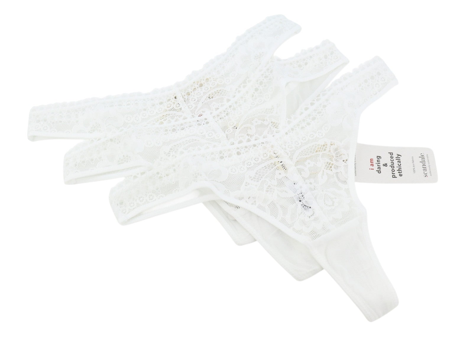 SCANDALE Le String Sensual-Undyed Women's Panties M White Lace 3-Pack