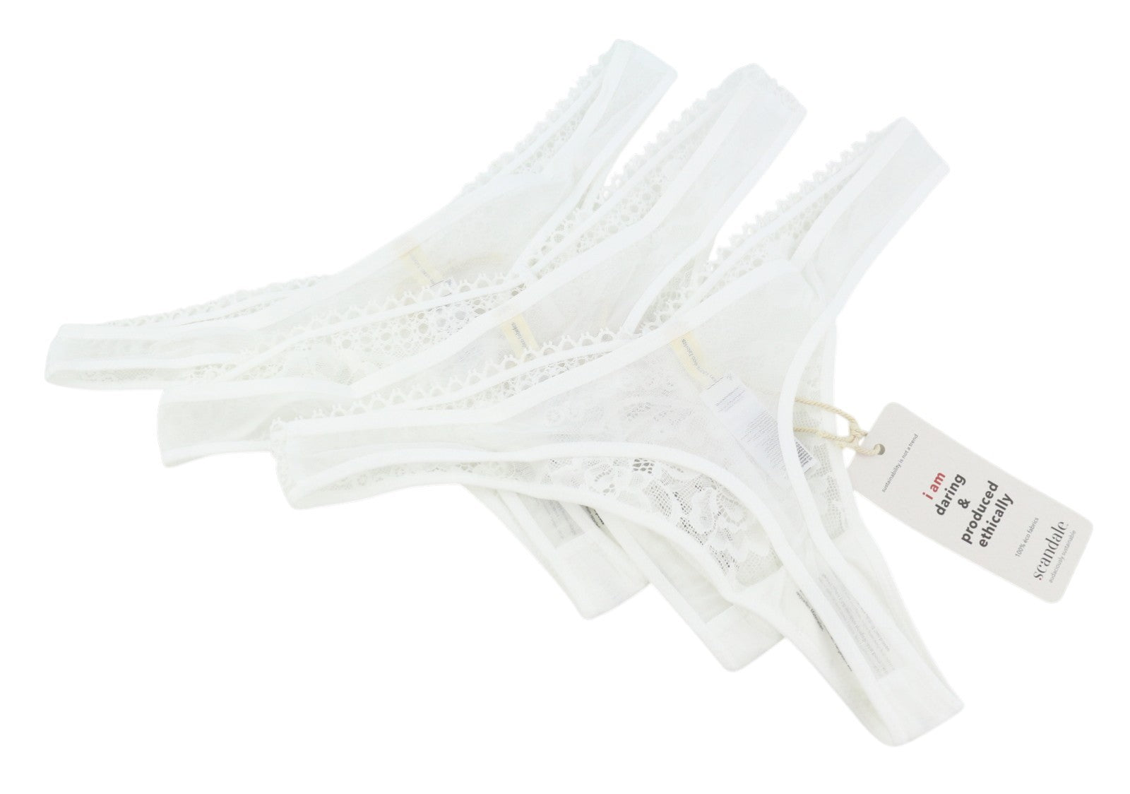 SCANDALE Le String Sensual-Undyed Women's Panties M White Lace 3-Pack