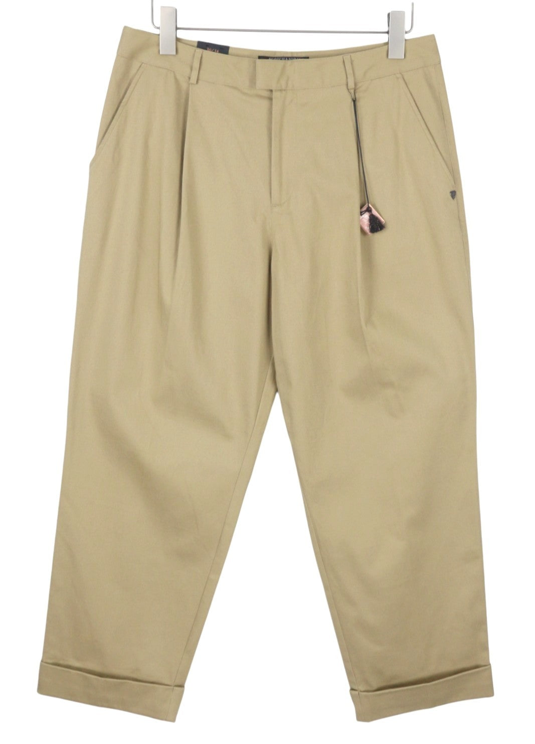 MAISON SCOTCH Women's Trousers W30/L34 Beige Pleated Cropped Chino