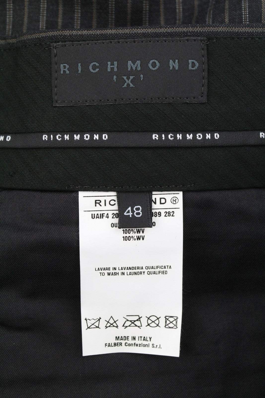 RICHMOND X Men's Trousers 48 / W33 Grey Melange Wool Tapered Pinstripe