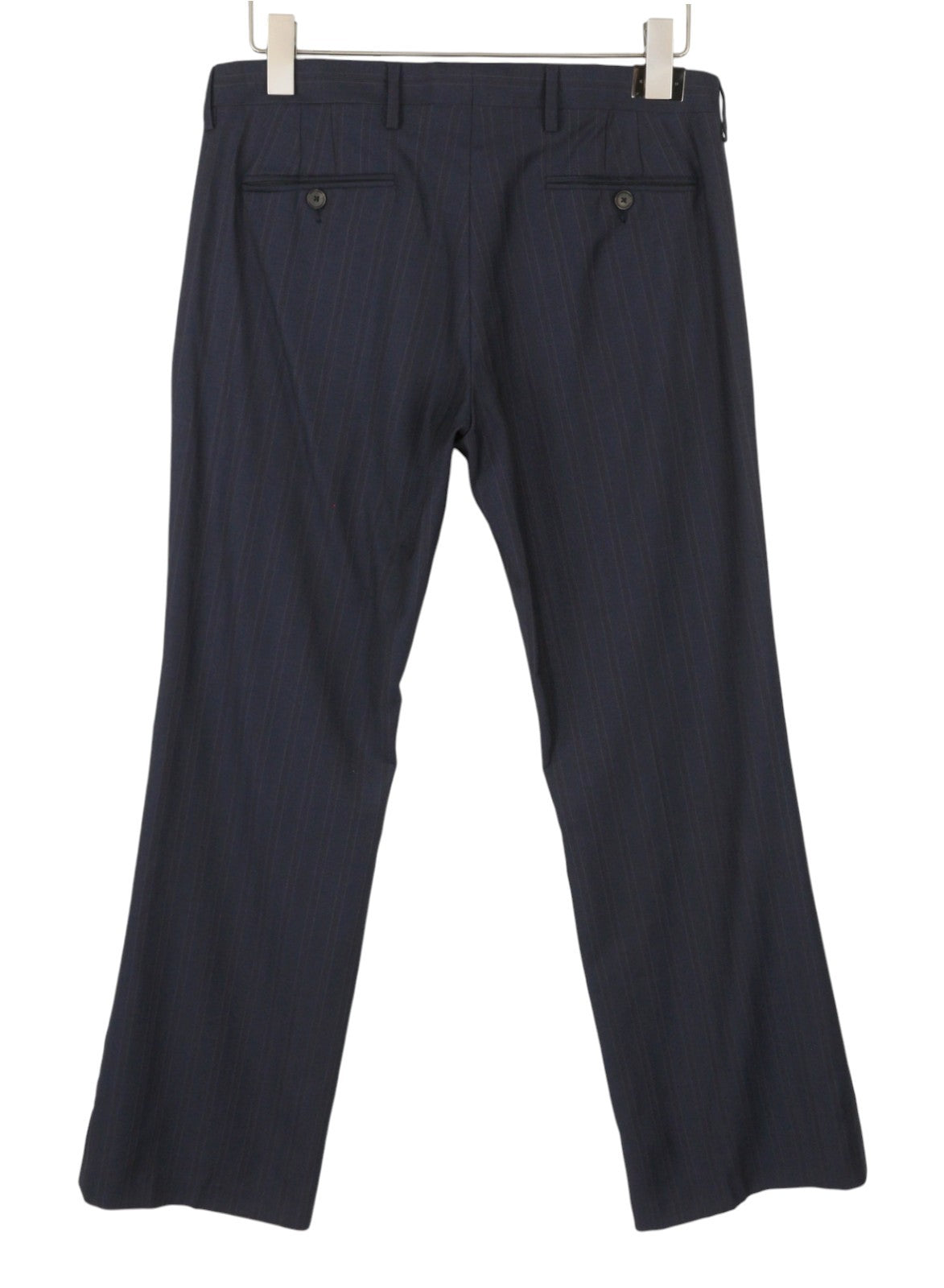 JOHN RICHMOND Women's Trousers EU44 / W33 Navy Pinstriped Wool Flare