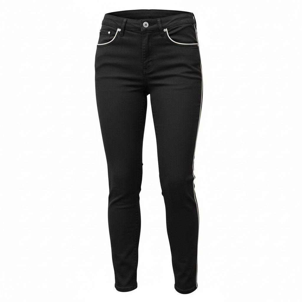 MAISON SCOTCH La Bohemienne Women's Trousers W31 Black Skinny Side Stripe