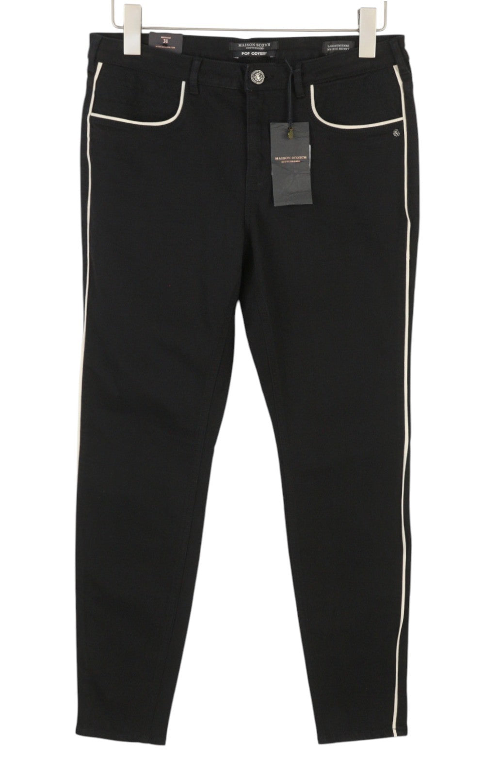MAISON SCOTCH La Bohemienne Women's Trousers W31 Black Skinny Side Stripe