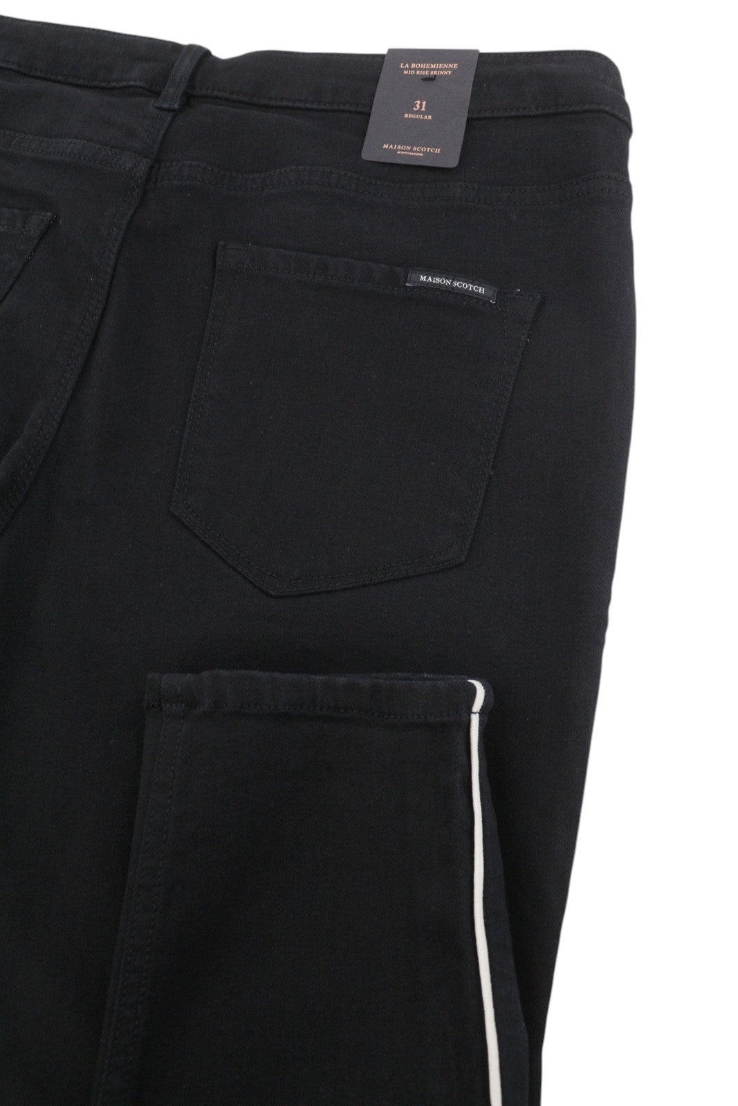 MAISON SCOTCH La Bohemienne Women's Trousers W31 Black Skinny Side Stripe