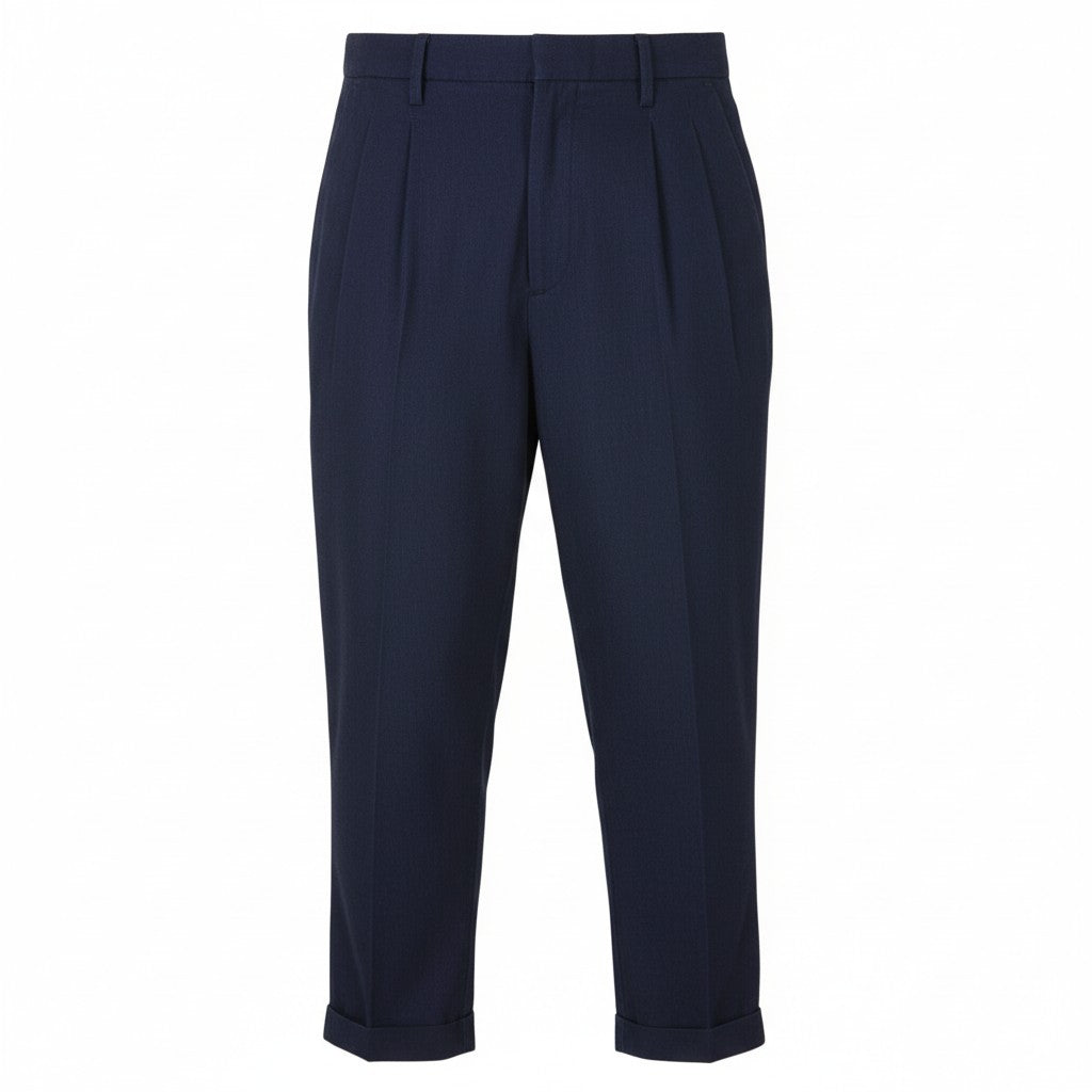 SCOTCH & SODA Women's Trousers W26/L32 Navy Pleated Cropped Loose Fit