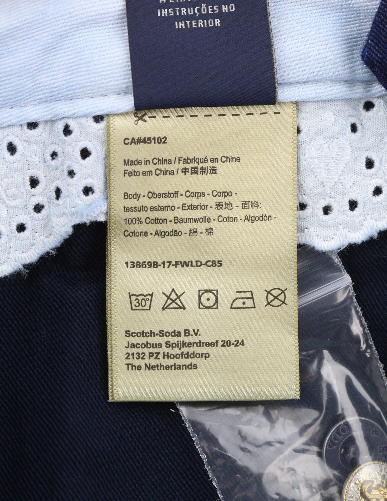 SCOTCH & SODA Women's Trousers W26/L32 Navy Pleated Cropped Loose Fit