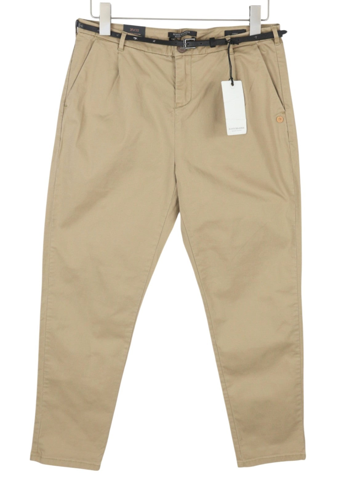 MAISON SCOTCH Women's Trousers W29/L32 Beige Belted Cropped Slim Chino