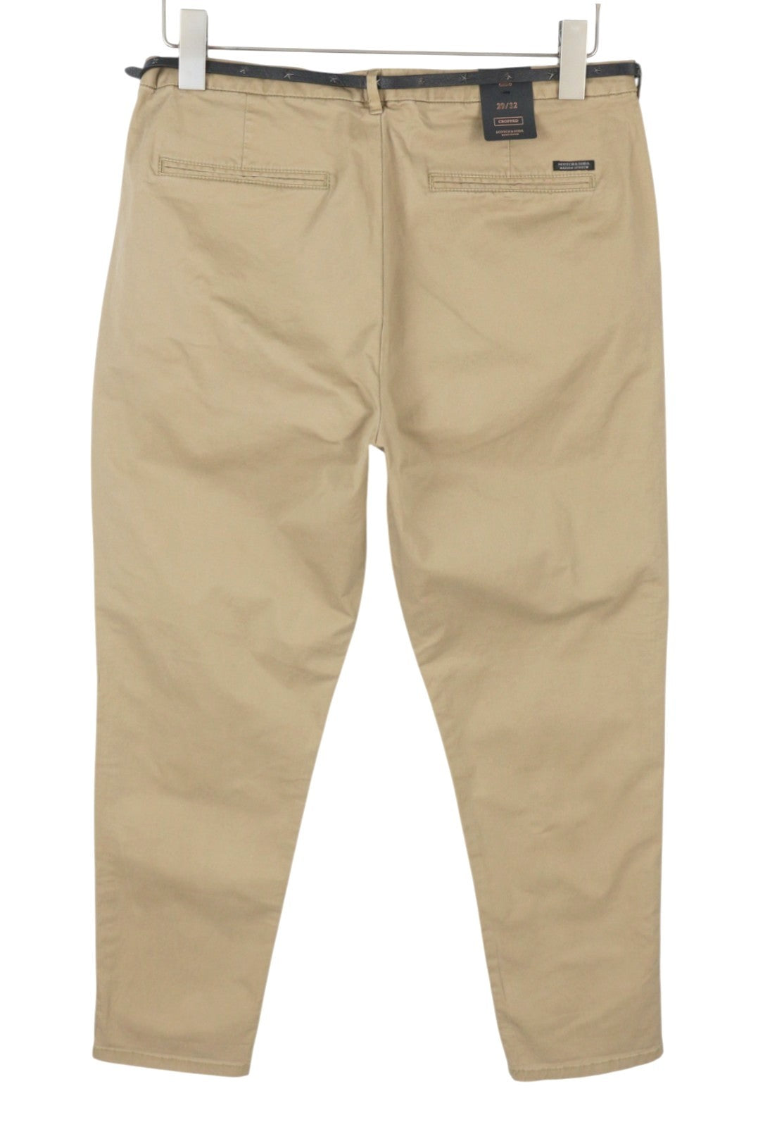 MAISON SCOTCH Women's Trousers W29/L32 Beige Belted Cropped Slim Chino