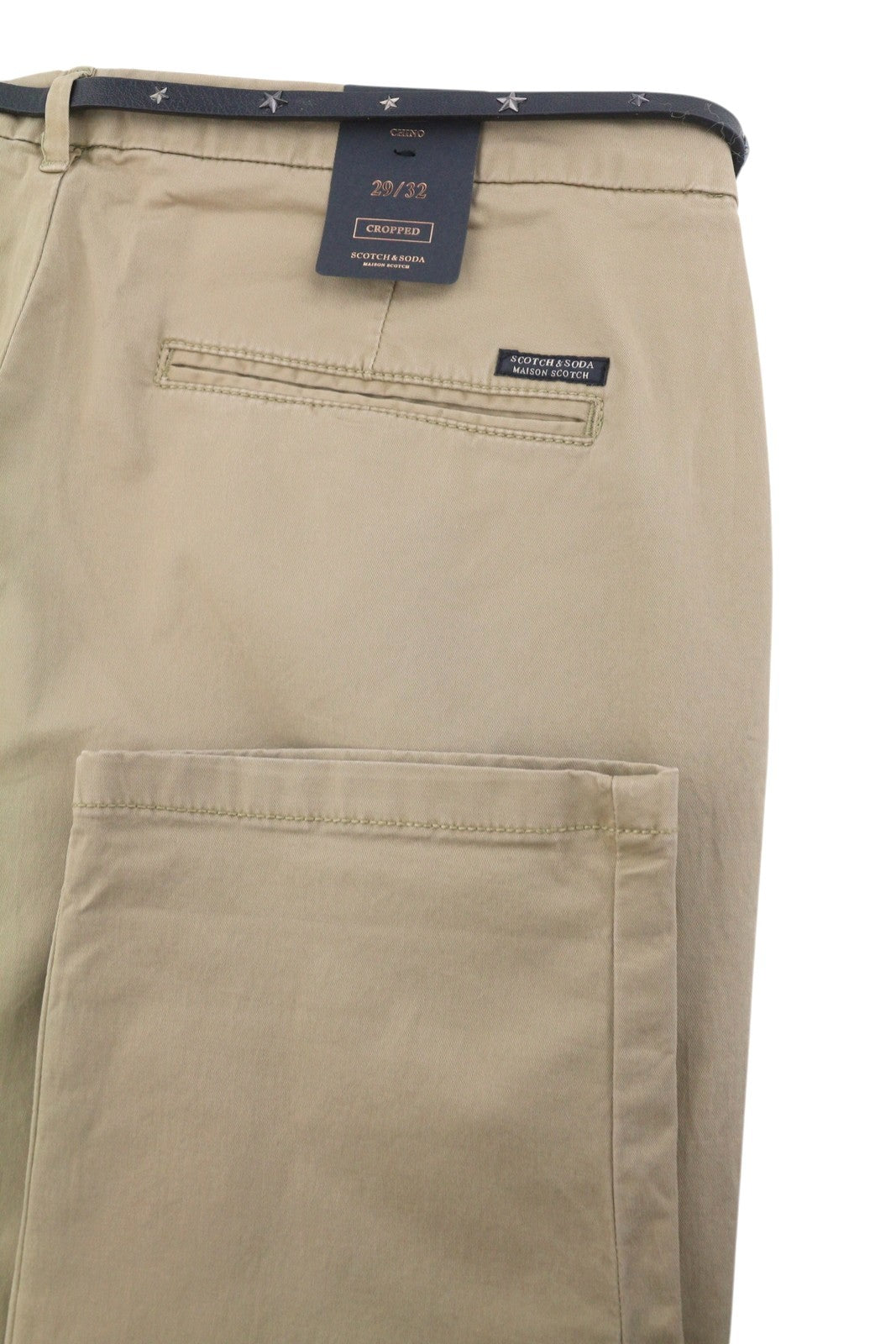 MAISON SCOTCH Women's Trousers W29/L32 Beige Belted Cropped Slim Chino