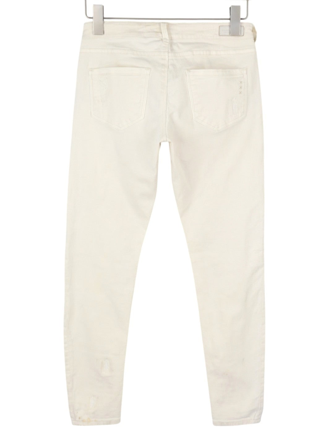 MAISON SCOTCH La Parisienne Women's Jeans W28 Ivory Skinny Distressed Patch