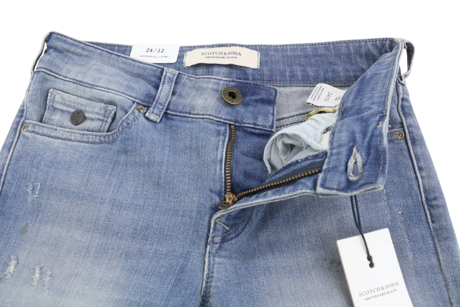 SCOTCH & SODA Supreme Slim Straight Women's Jeans W24/L32 Blue Faded
