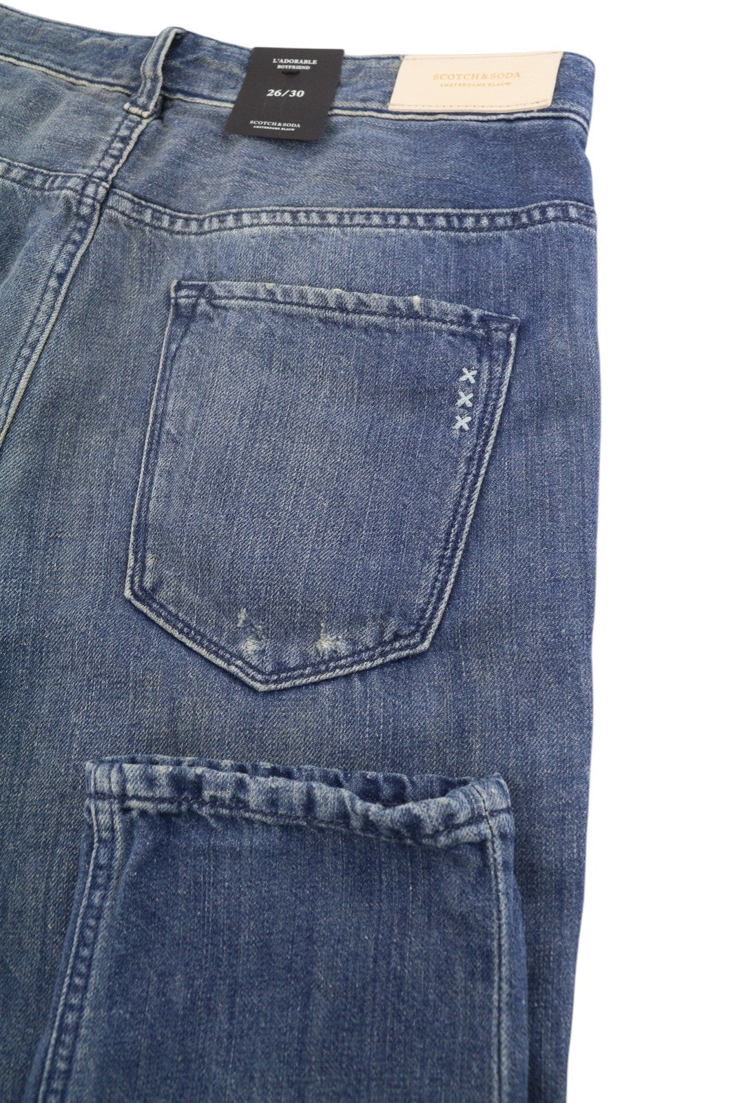 SCOTCH & SODA L'Adorable Boyfriend Women's Jeans W26/L30 Blue Linen Distress
