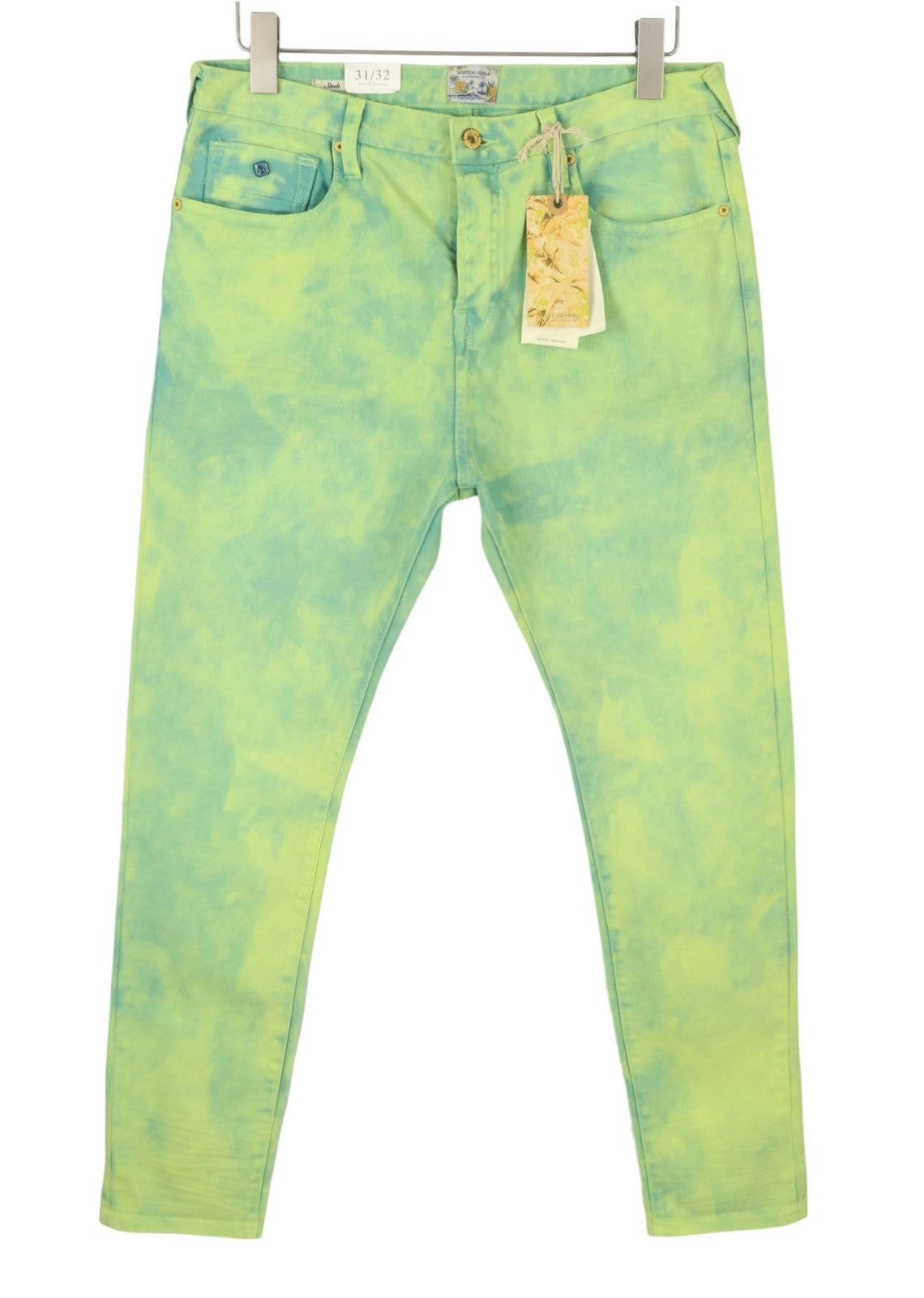 SCOTCH & SODA Men's Jeans W31/L32 Green Dyed Faded Super Slim Fit