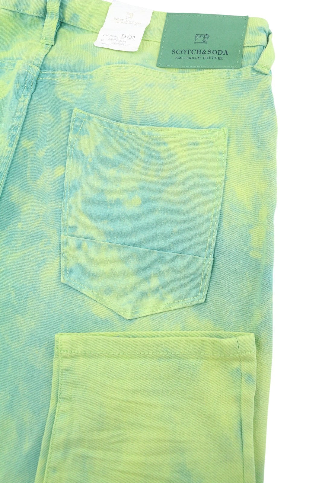 SCOTCH & SODA Men's Jeans W31/L32 Green Dyed Faded Super Slim Fit