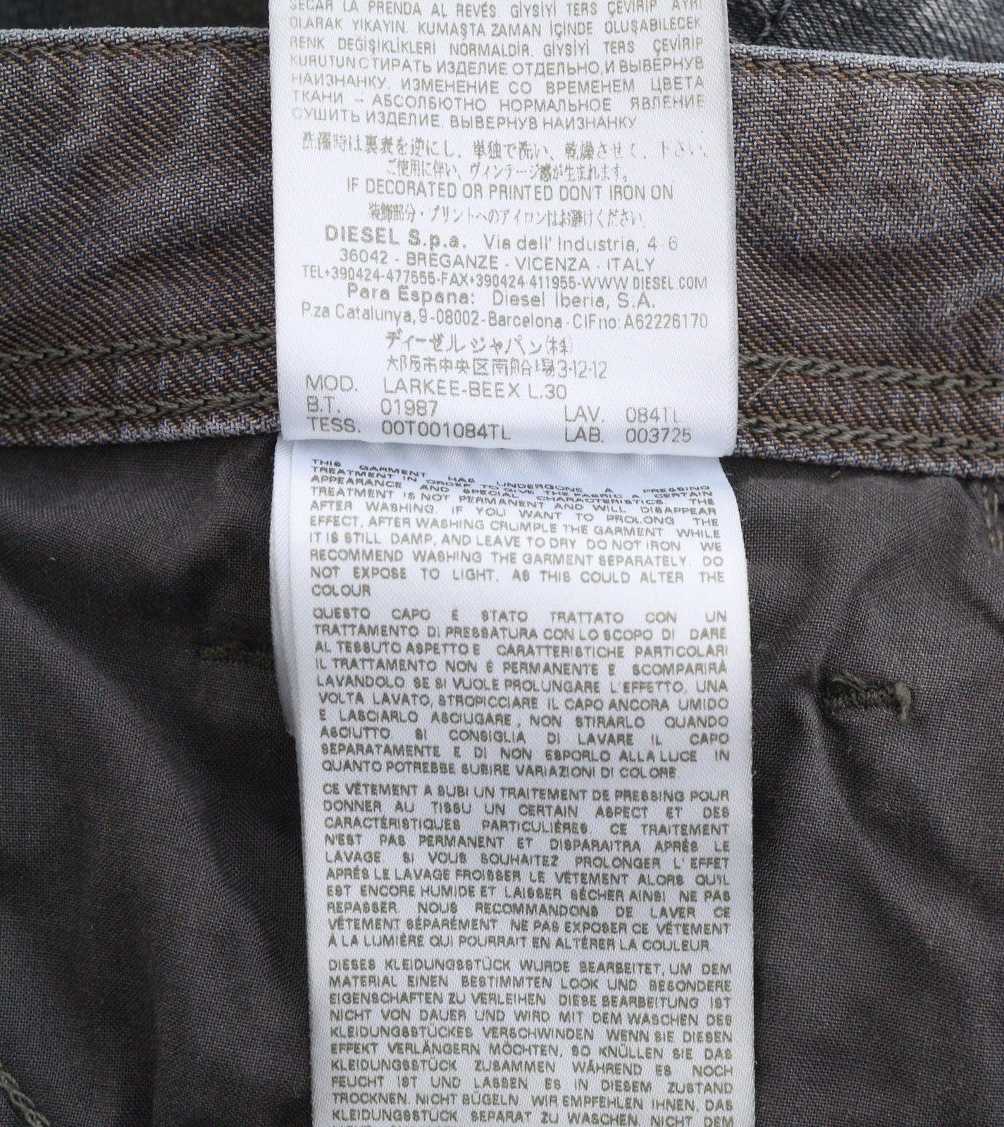 DIESEL Larkee-Beex 084TL Men's Jeans W26/L30 Blue Faded Distressed Whisker
