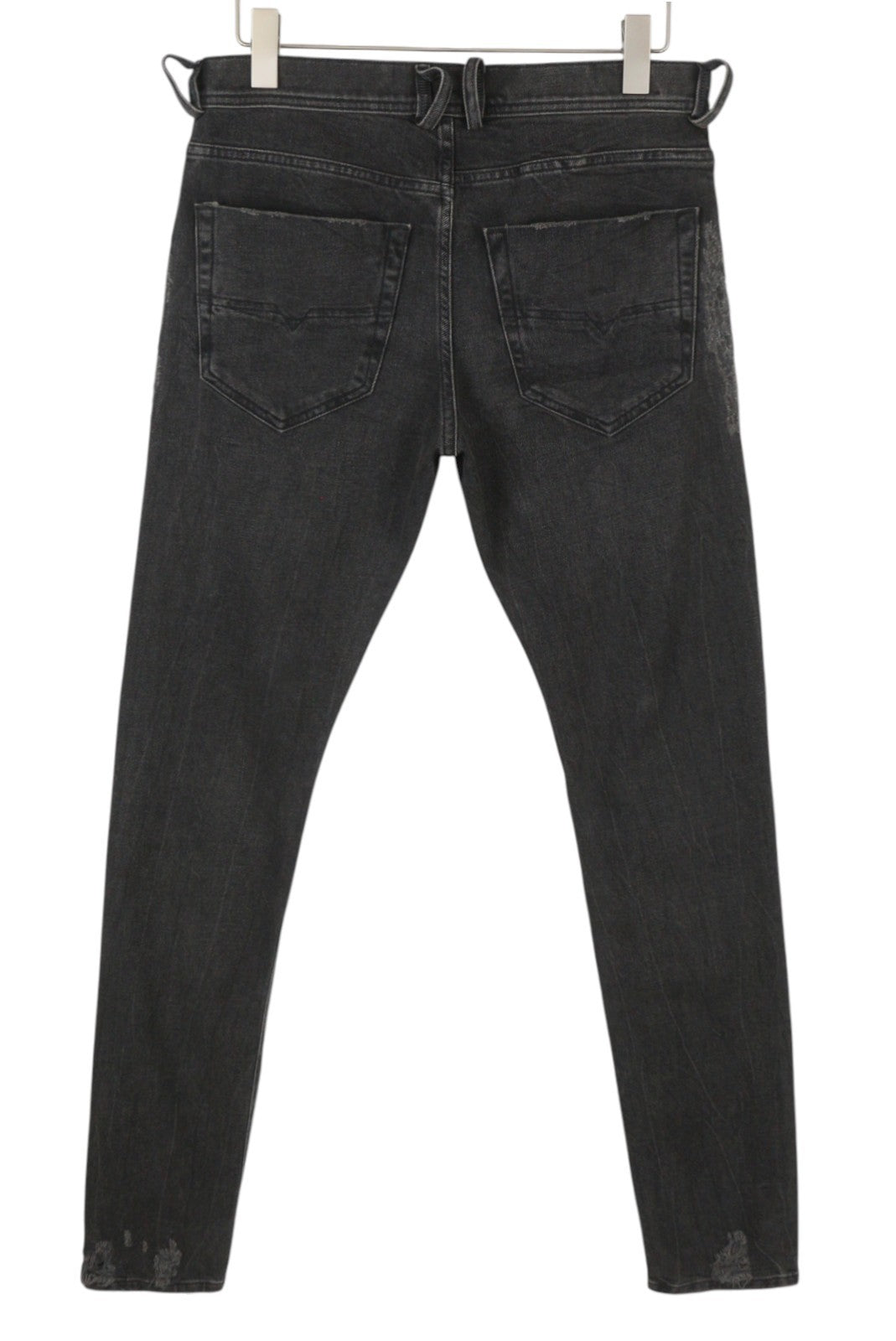 DIESEL Tepphar 085AJ Men's Jeans W32/L34 Black Slim Fit Whisker Distress