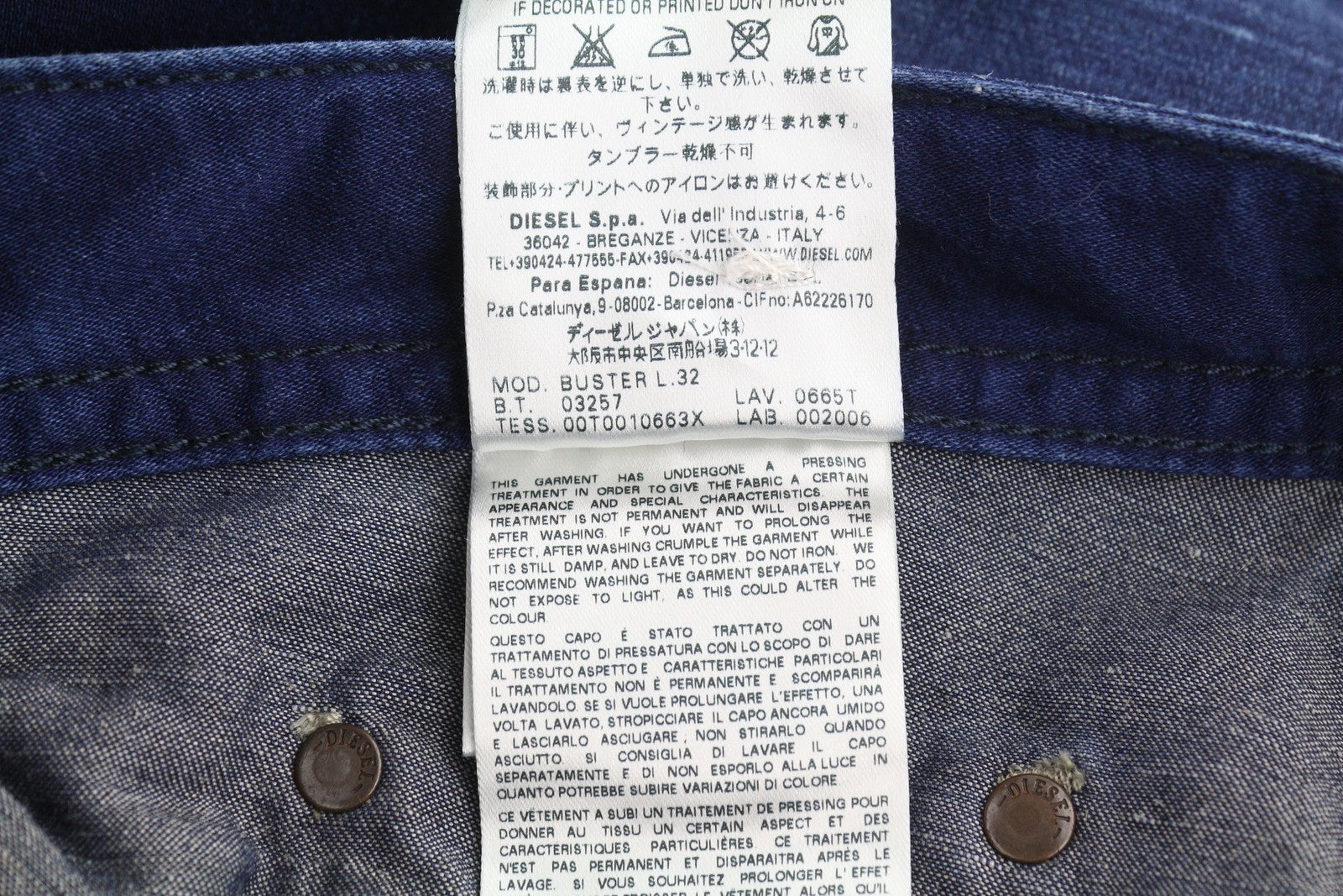 DIESEL Buster 0665T Men's Jeans W32/L32 Blue Worn Regular Slim Tapered