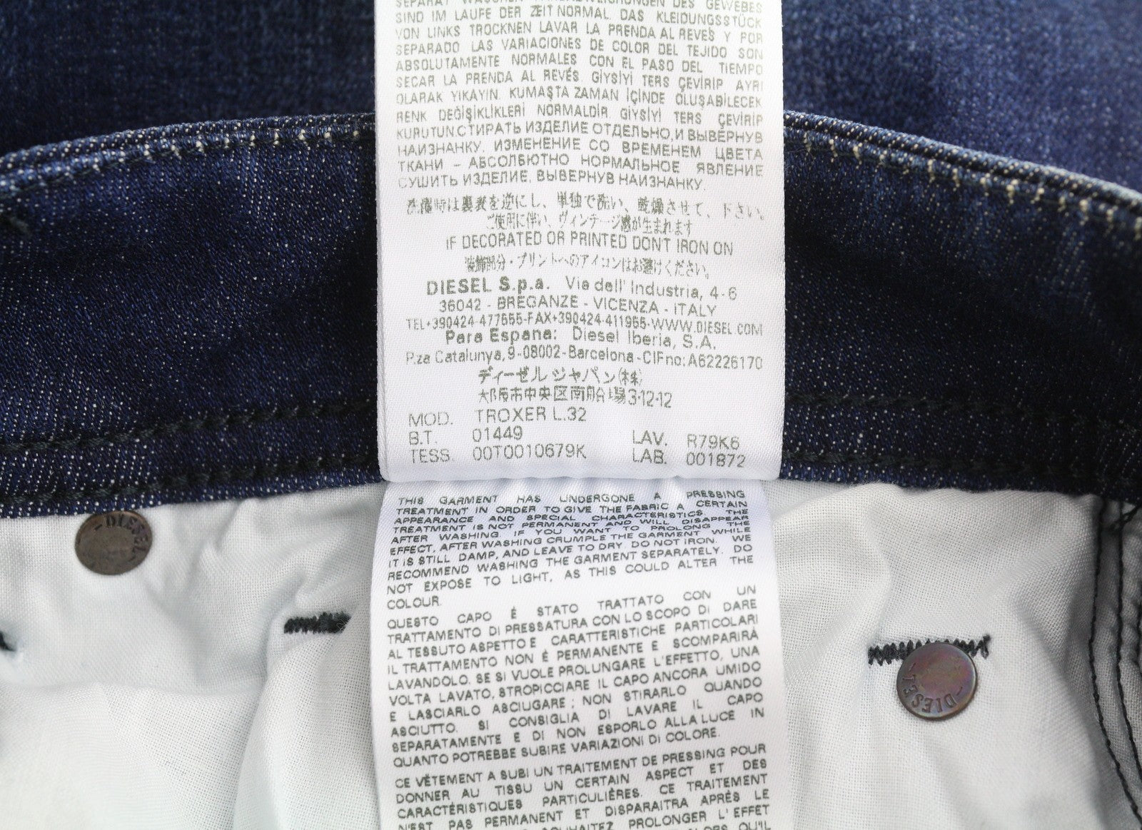 DIESEL Troxer R79K6 Men's Jeans W28/L32 Blue Faded Whisker Skinny Fit