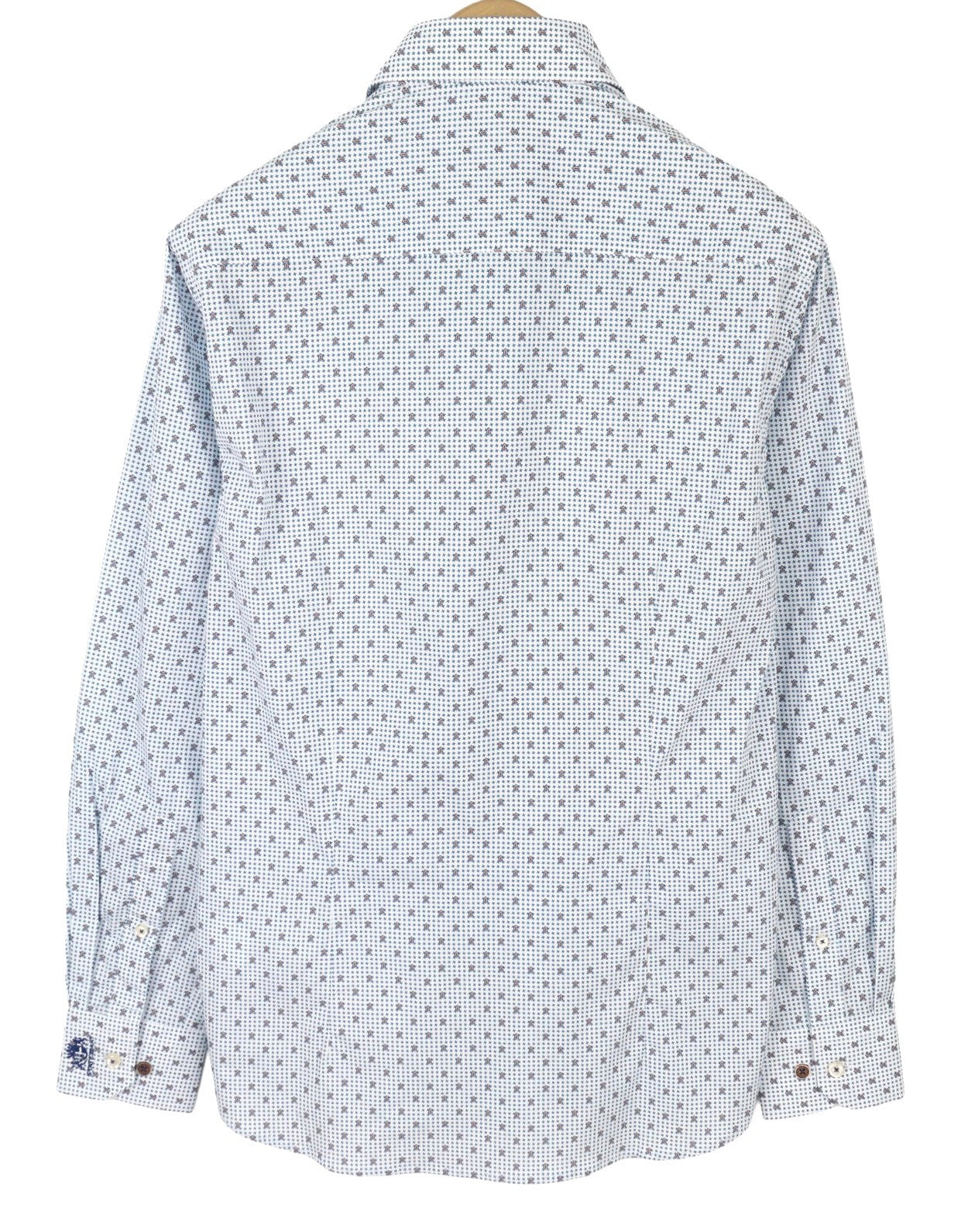STATE OF ART Regular Fit Men's Shirt S White Print Button-Down Neck