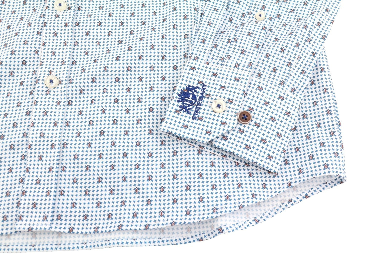 STATE OF ART Regular Fit Men's Shirt S White Print Button-Down Neck