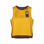 MAISON SCOTCH Women's T-Shirt M Mustard Glossy Crew Neck Sleeveless