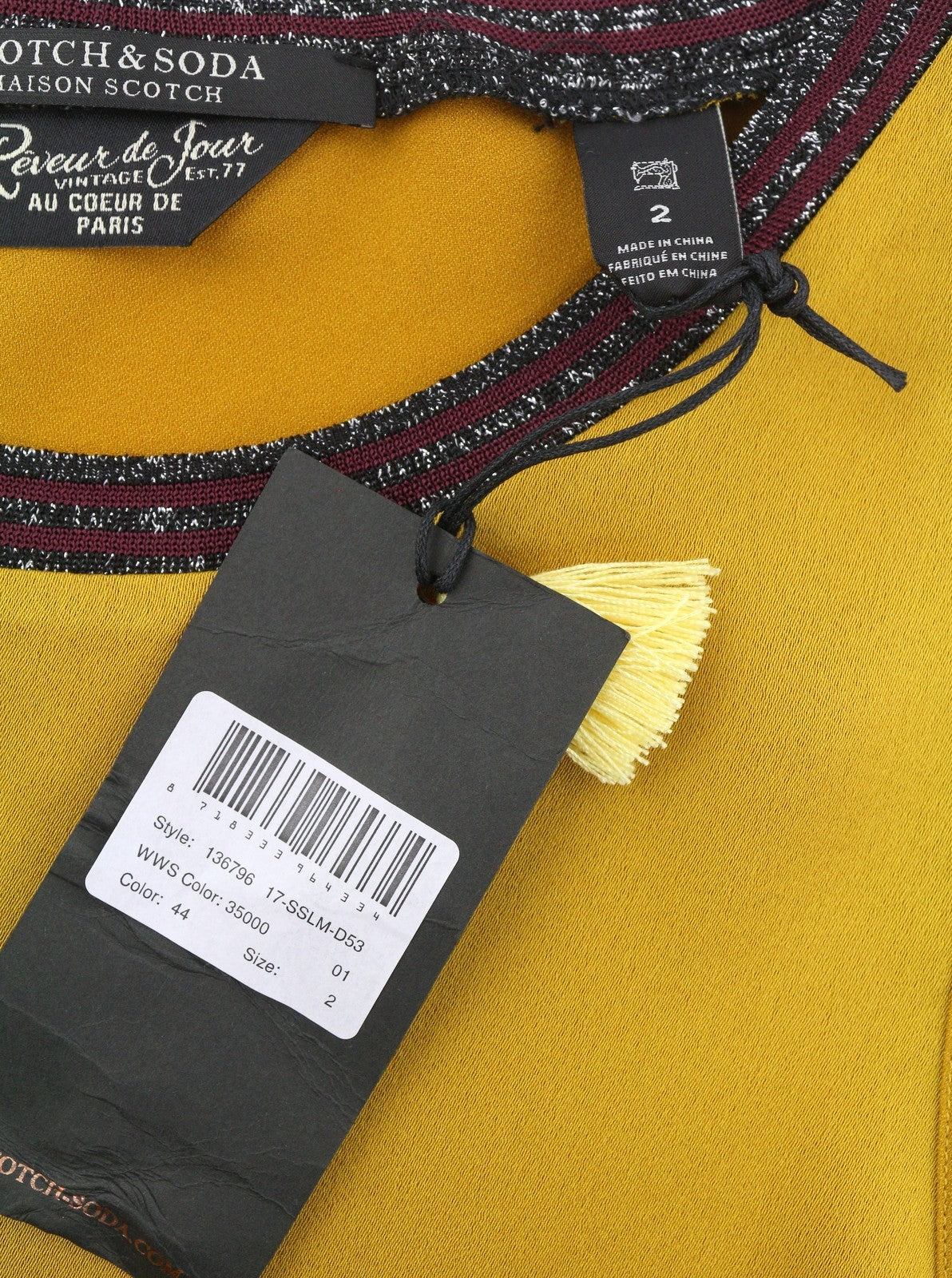 MAISON SCOTCH Women's T-Shirt M Mustard Glossy Crew Neck Sleeveless