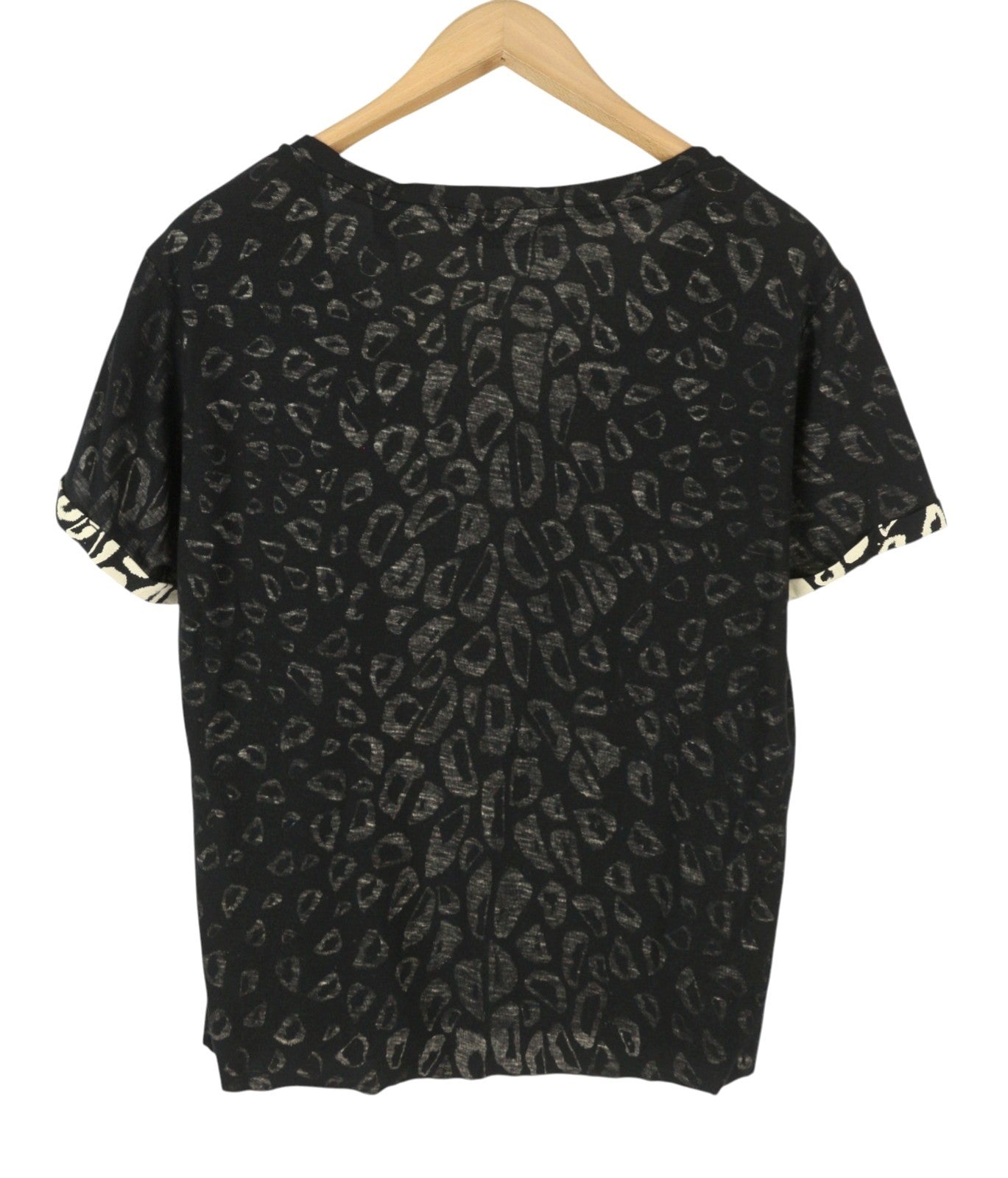 SCOTCH & SODA Women's T-Shirt XS Black Pattern V-Neck Short Sleeve