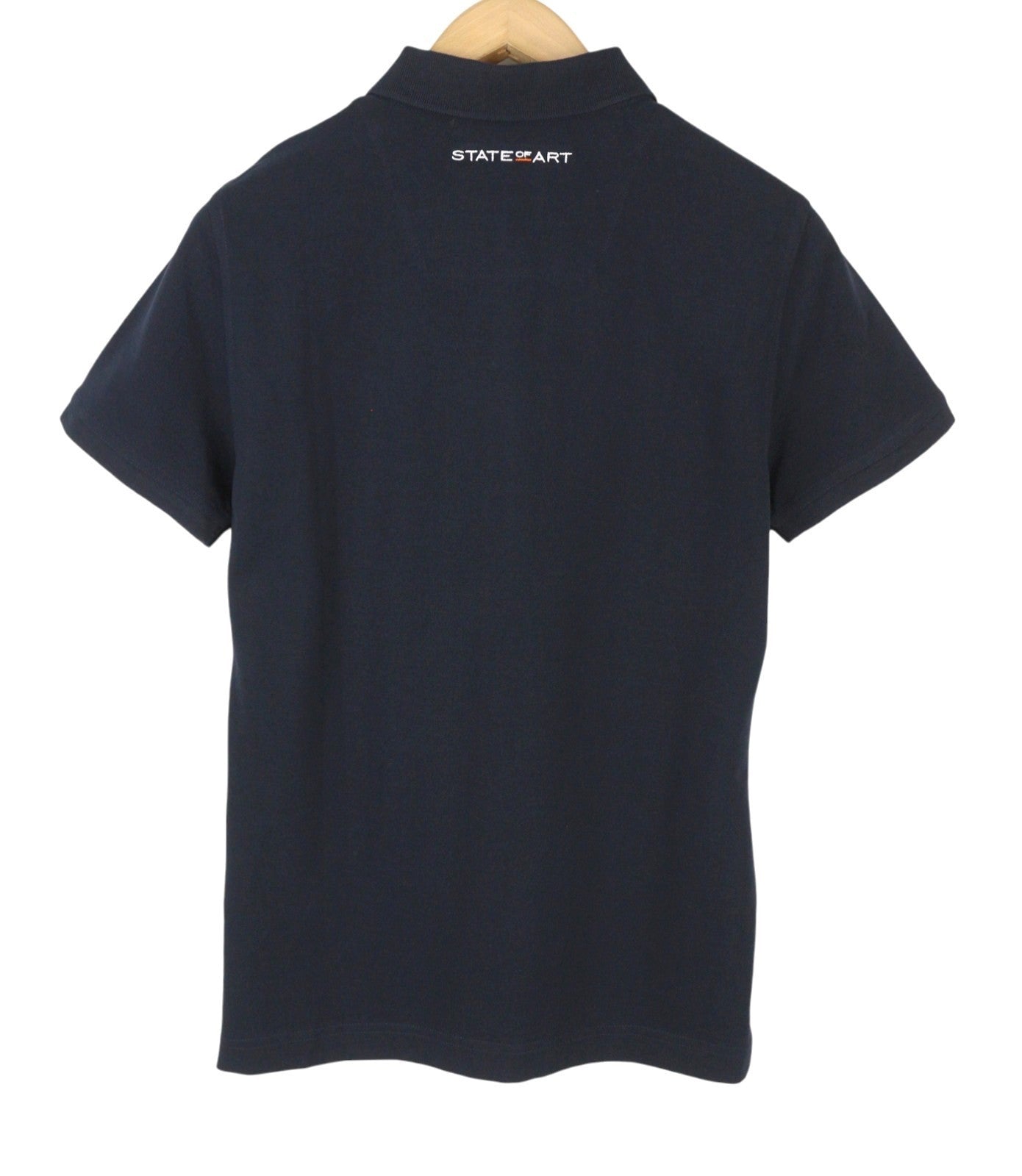 STATE OF ART Men's Polos M Dark Blue Cotton Half Button Short Sleeve