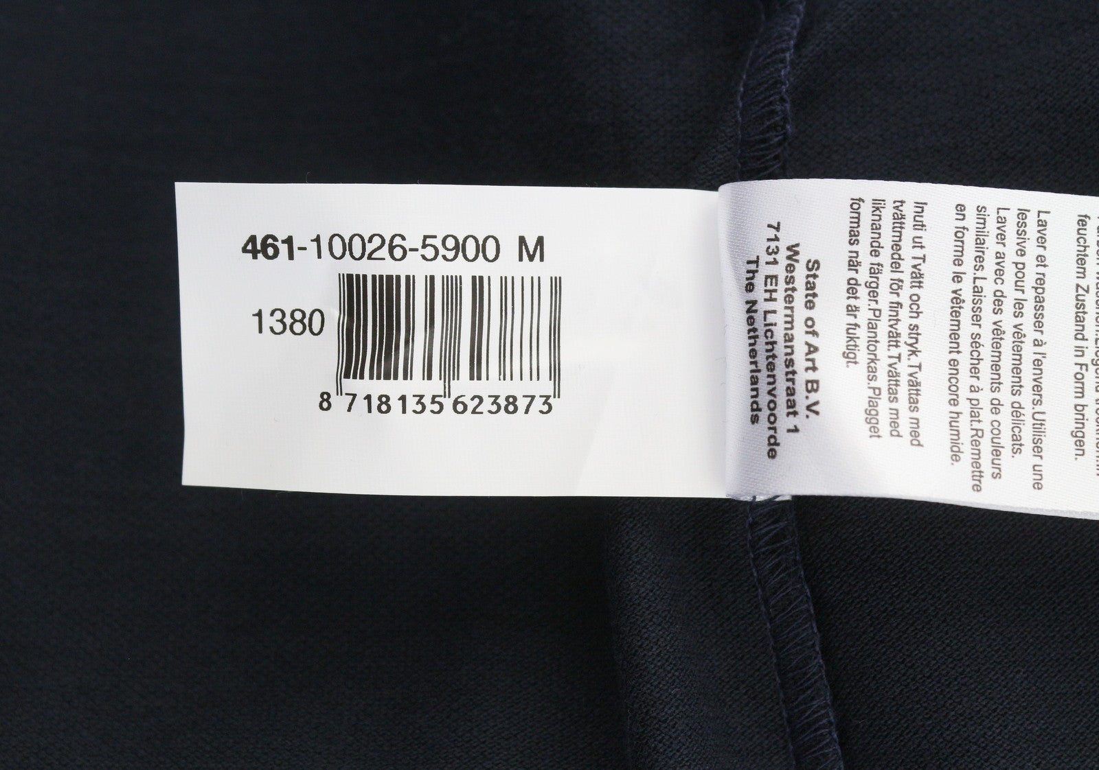 STATE OF ART Men's Polos M Dark Blue Cotton Half Button Short Sleeve