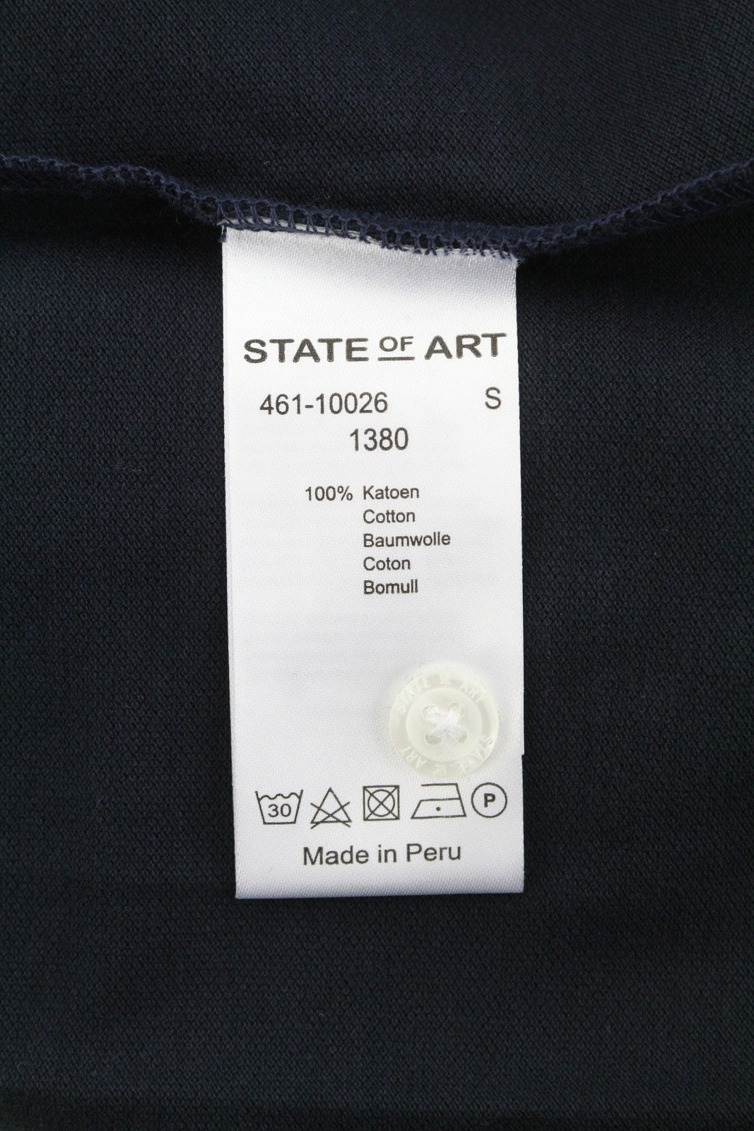 STATE OF ART Men's Polos S Dark Blue Cotton Half Button Short Sleeve