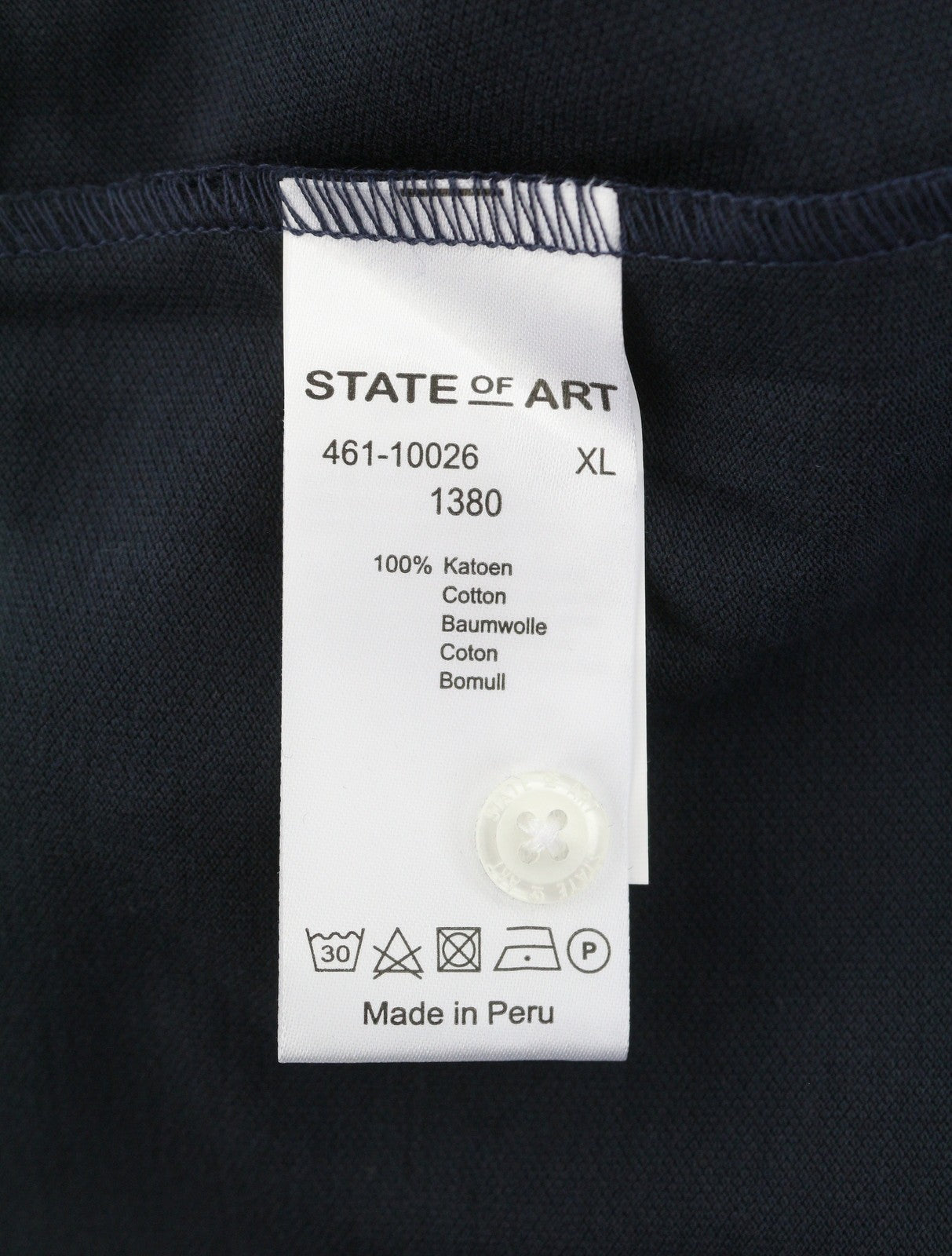 STATE OF ART Men's Polos XL Dark Blue Cotton Half Button Short Sleeve