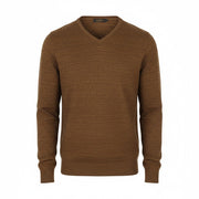 STATE OF ART Men's Jumper L Brown Melange Cotton-Linen Knit Pull On