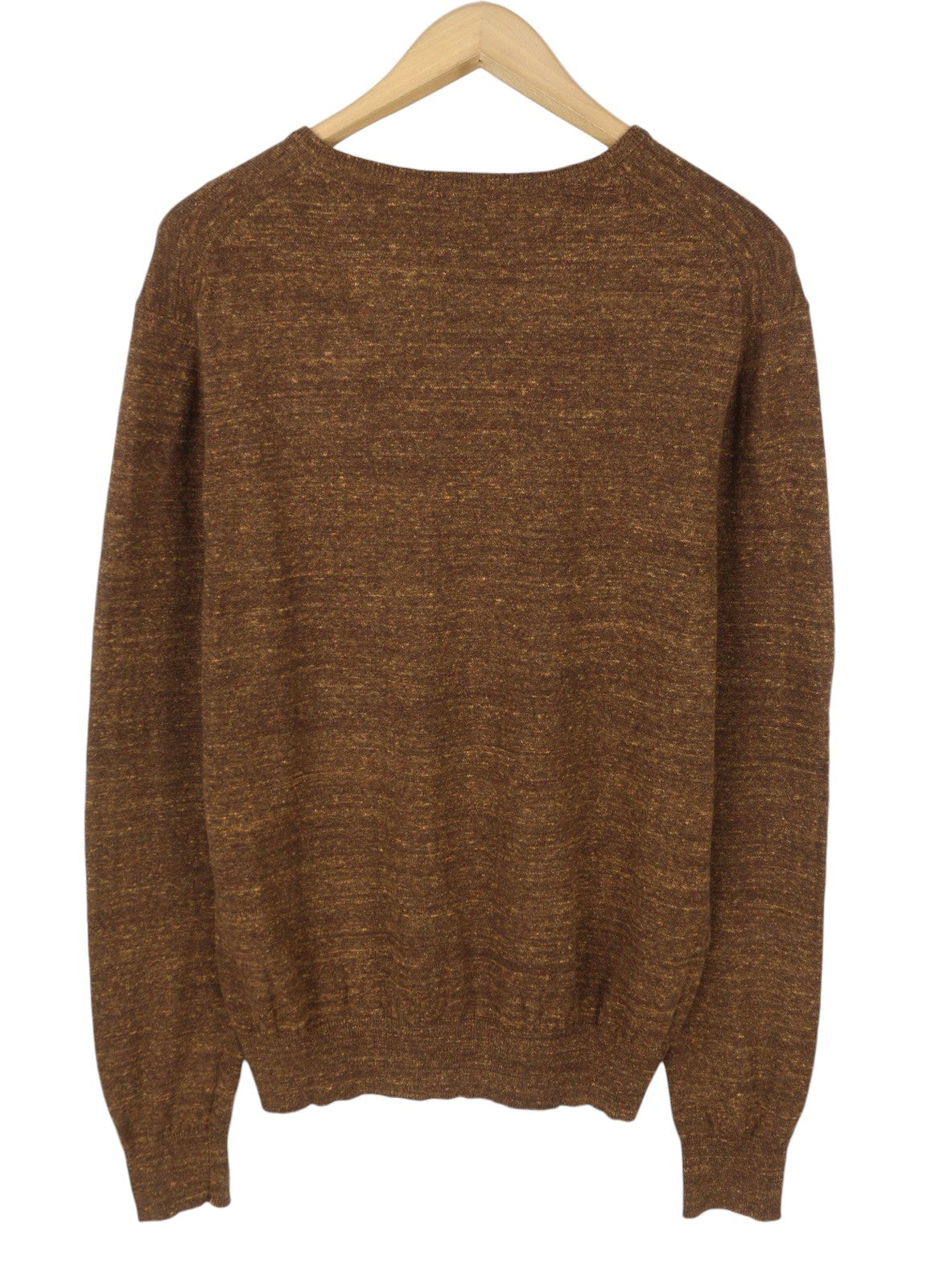 STATE OF ART Men's Jumper L Brown Melange Modern Cotton Linen Pull On