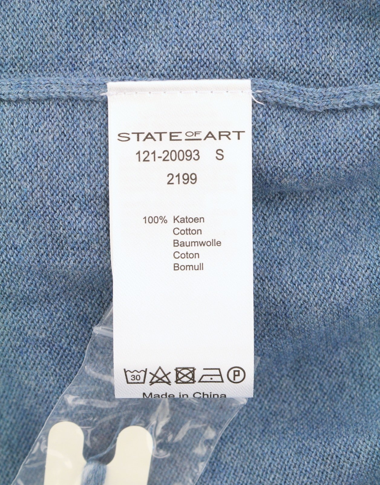 STATE OF ART Regular Fit Men's Jumper S Blue Melange V-Neck Pull On