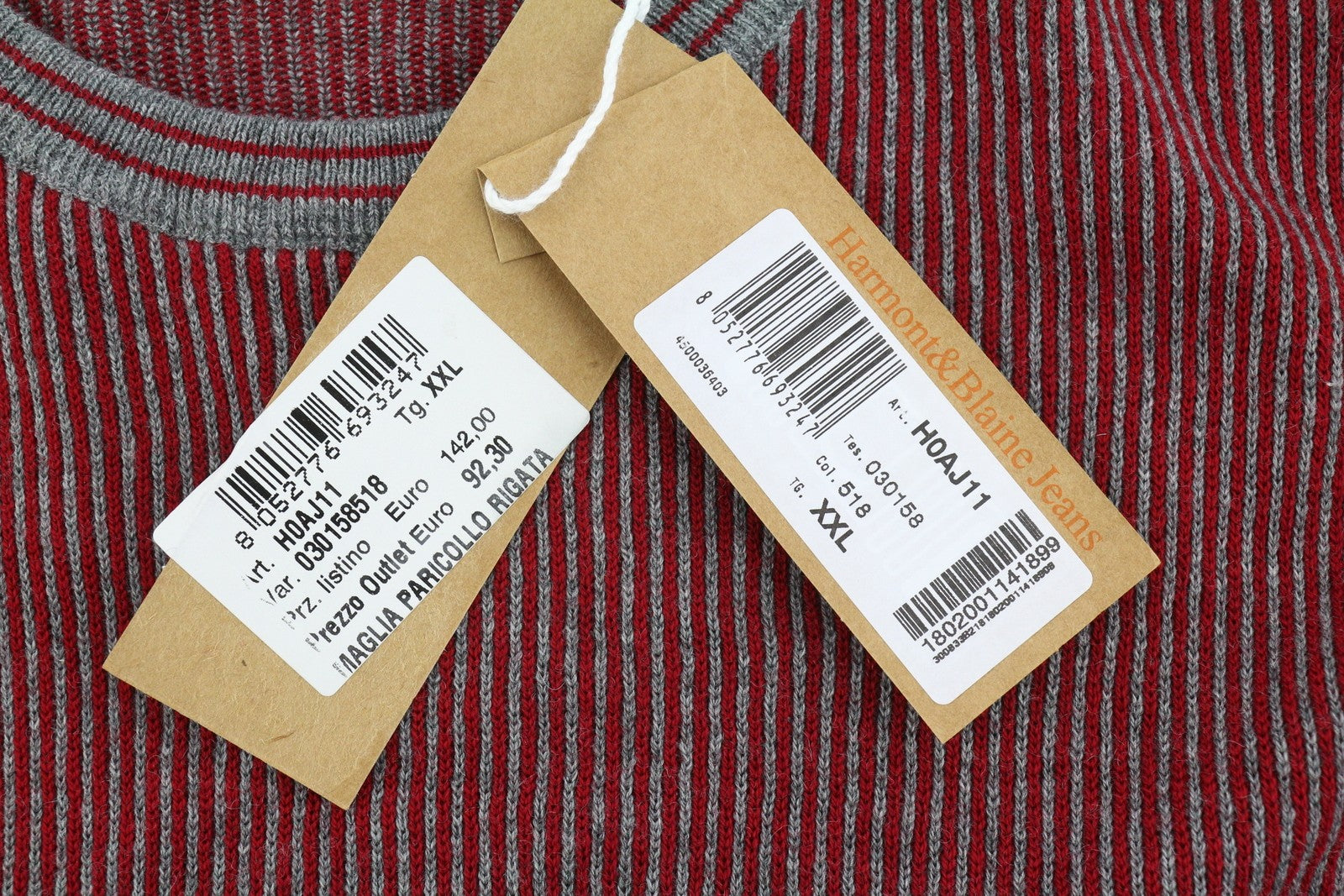 HARMONT & BLAINE Men's Jumper 2XL Red Pattern Wool Blend Knit Pull On
