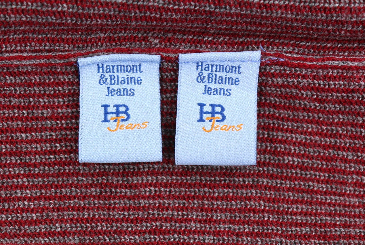 HARMONT & BLAINE Men's Jumper 2XL Red Pattern Wool Blend Knit Pull On