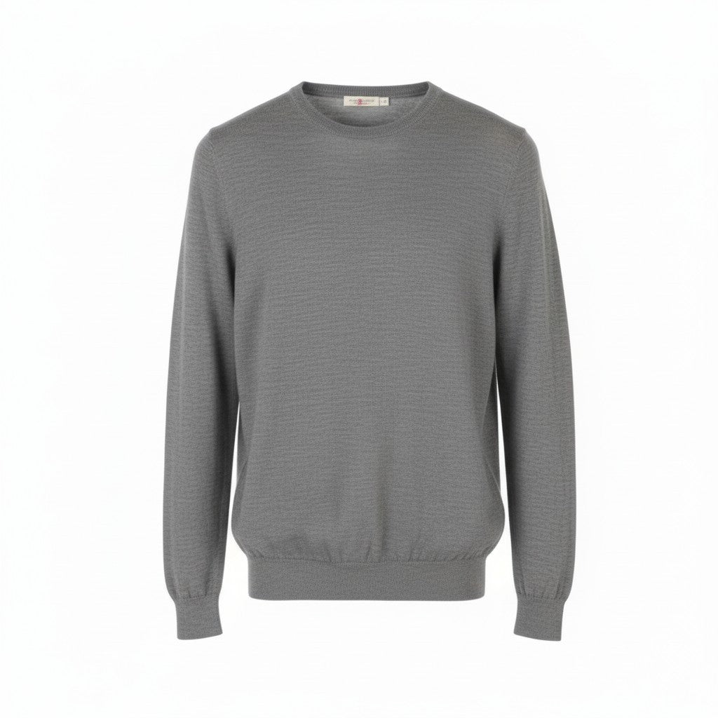 SUITSUPPLY Merino Wool Men's Jumper S Grey Melange Crew Knit Pull On