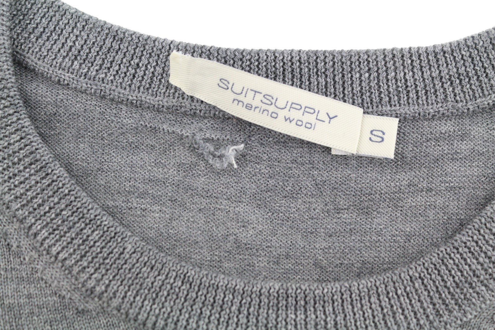 SUITSUPPLY Merino Wool Men's Jumper S Grey Melange Crew Knit Pull On
